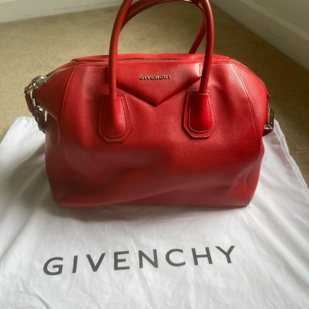 Givenchy Red Antigona Satchel Bag Medium